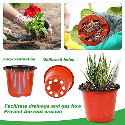 TDHDIKE 4" Small Plastic Plant Nursery Pots 50Pcs with Labels - size: 4inch50