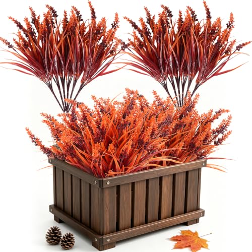 RECUTMS 12Pcs Artificial Monkey Grass with Flowers Fall Artificial Plants - color: Brown