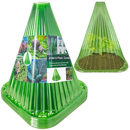 Garden Cloches for Plants, 20 Pack Plant Covers | Reusable Plant Bell Cover Protects Plants from Birds, Frost,Snails Etc. - color: green 20
