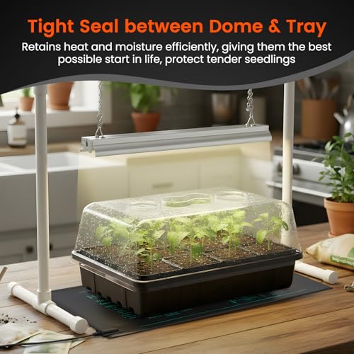 SOLIGT Thick Plastic 3-Set Strong Seed Starter Trays with 5" Humidity Domes | for Seed Starting, Germination, Seedling Propagation & Plant Growing, Holds 144 Cells in Total - size: 3 Set