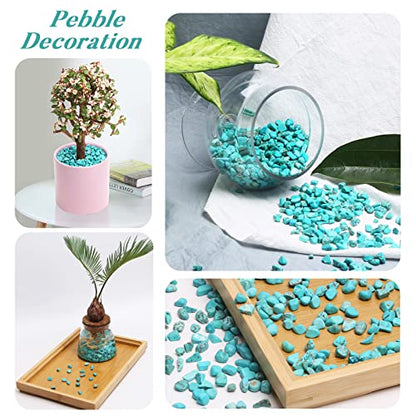 QICQDRAM Polished Gem Stones Rocks Howlite Turquoise Crystals Natural 1LB | Small Tumbled Stones Crystal Chips Bulk for Healing Crystals Fish Tank Gravel Vase Filler (405g/14.28oz) - color: Turquoise, size: 1LB