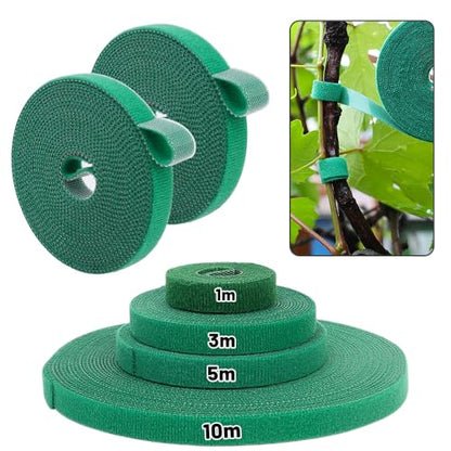 Adjustable Nylon Plant Ties Self Adhesive Green Plants Hook Loop Support Garden Twine Bandage Reusable Fastener Tape Strips (2Pcs-10M) - color: 2pcs-10m
