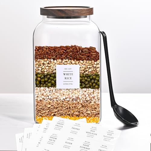 Large Glass Jar With Lid,1PACK 95oz/2800ml Clear Glass Food Storage Containers with Airtight Bamboo Lid Stackable Kitchen Canisters for Candy,Cookie,Rice,Sugar,Flour,Nuts and Spice Jars - size: 94oz*1