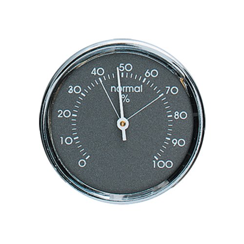 Analog Hygrometer Humidity Gauge 1.75 in. Diameter Round with Gray Scale and Metal Bezel