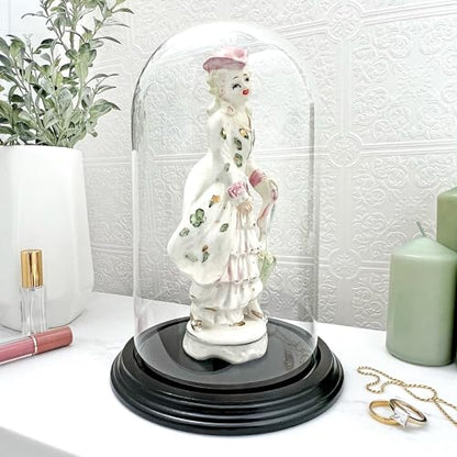 Plymor 5.5" x 10" Glass Display Dome Cloche (Black Wood Veneer Base) - color: Black Wood Veneer Base