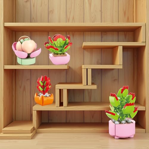 BRICHBROW 12 Pack Flowers Succulents Mini Building Set | Plant Building Blocks Toy, Gifts for Mother's Day, Valentine's Day,Easter Party Favors, Christmas Birthday Gift