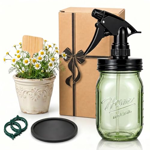 Glass Plant Mister Bottle, 16 oz Mason Jar Sprayer, Green - color: Green