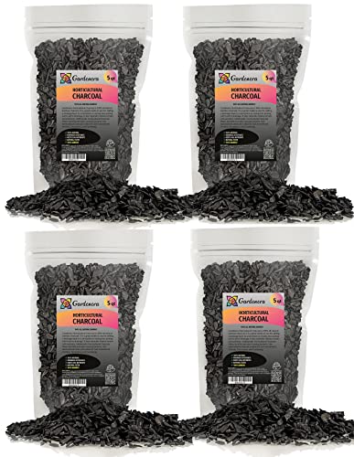 Gardenera - 20 Quart - Premium Horticultural Charcoal for Indoor Plants | Black Diamond Soil Amendment for Orchids, Terrariums, and Gardening (4 Bags of 5 Quart) - color: CHARCOAL, size: 20 Quart