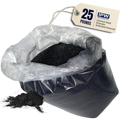 IPW Industries Bulk Activated Carbon - Coconut Shell Granular Activated Charcoal (GAC) for Water Filtration - Replacement Media for Pre and Post Carbon Water Filters (25 lbs) - size: 25 lbs