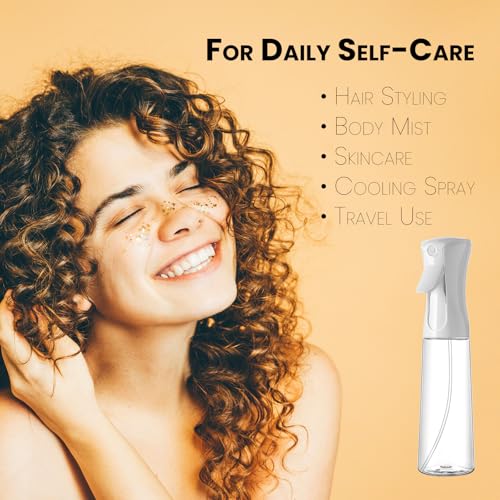 Mistifi Continuous Ultra Fine Mist Spray Bottle – Refillable Water Mister for Hair, Hairstyling, Barber, Salon, Plants, Cleaning, Skincare – (350ml 1Pc, Transparent bottle) - color: Transparent bottle, style: 350ml 1Pc