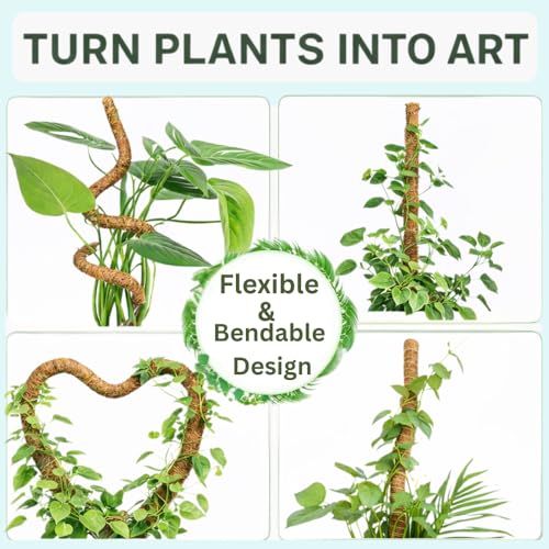 2 Pack 28" Bendable Moss Pole Monstera Plant Support for Climbing Plants - size: 28"