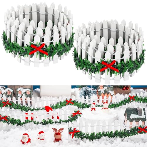 2 PCS 35 Inch Mini Christmas Garden Fence, White Fairy Garden Fence - color: 2 Pcs Bow White