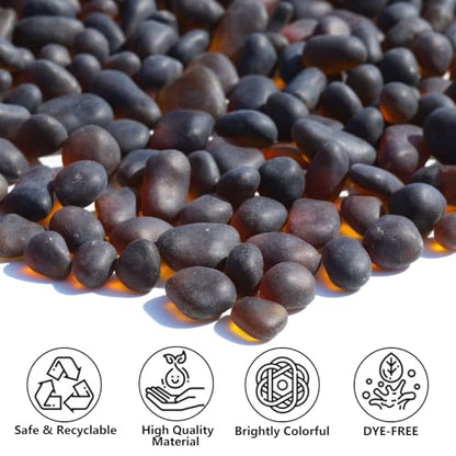 QYGL Sea Glass Stones - 0.55LB Brown Frosted Glass Pebbles Gemstones - color: Brown