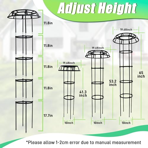 Quibbay Garden Trellis for Climbing Plants Outdoor, 53 Inch Mushroom Top Trellis for Climbing Plants, Metal Plant Flower Trellises for Vine Grape Vegetable Cucumber Tomato Trellis, 1 Pack - style: 4 Floors-10*53IN