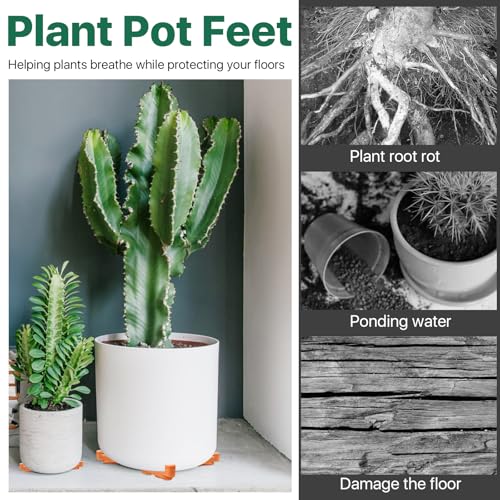 48Pcs Flower Plant Pot Feet, Triangle Plastic Pot Lifters Supports Small to Large Flower Planters, Invisible Flower Pot Risers, Potted Plant Stand Flower Pot Feet for Indoor and Outdoor Planter