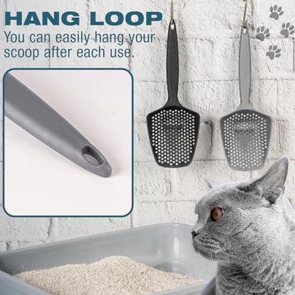Set of 1 Cat Litter Scoop with Small Holes, Deep Sifting Shovel for Fine Litter, Reptile Terrarium Sand & Rabbit Pooper Lifter, Hanging Handle Poop Scooper (Gray, Set of 1) - color: Gray, size: Set of 1