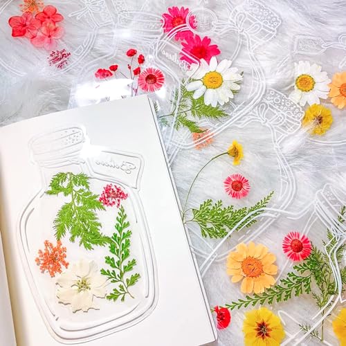 Transparent Dried Flower Bookmarks, Kaluofan 40Pcs Dried Flower Bookmark Kit, Handmade Dried Flower Bookmarks, Handmade DIY Transparent Bookmark Beautiful Flower Page - color: L01, size: 40PCS