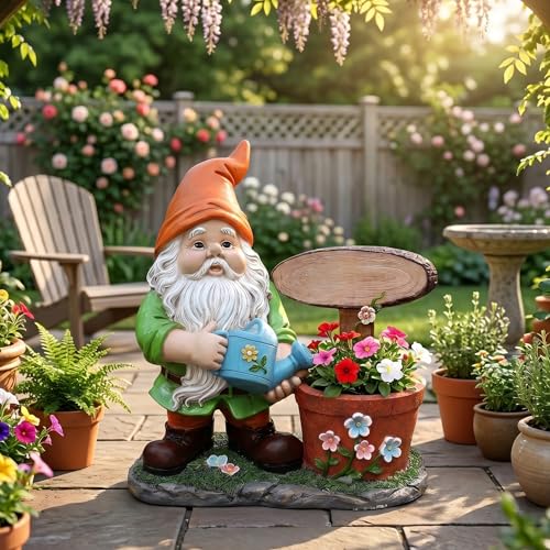 Large Garden Gnome Welcome Statue - 25 Inch Tall Outdoor Resin Flower Pot Planter with Watering Can Figurine, Funny Yard Art Decoration for Porch, Patio, Lawn, Housewarming Gift for Gardeners - color: Watering Gnome