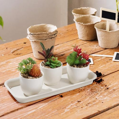 Yardwe 5 Pack Rectangular Plant Tray, Reusable Catch Excess Water for Pots
