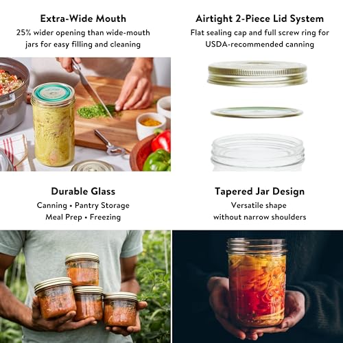 Le Parfait Familia Wiss 32oz (1L) Extra Wide Mouth (110mm) Glass Canning Jars – 4PK Made in France, Airtight 2-Piece Lid, Reusable Zero Waste & Eco-Friendly for Kitchen Storage & Meal Prep - color: 33oz (Set/4)