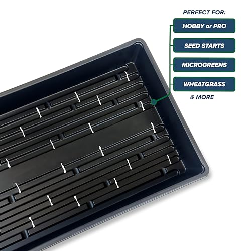 10 Plant Growing Trays (WITH Drain Holes) - 20" x 10" - Perfect Garden Seed Starter Grow Trays: For Seedlings, Indoor Gardening, Growing Microgreens, Wheatgrass & More - Soil or Hydroponic - size: Pack of 10
