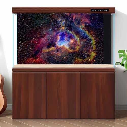 Outer Space Aquarium Background Fantasy Alien Planet Nebula and Galaxies Terrarium Background Stars Nebula Atmosphere Fish Tank Background Outer Space Reptile Tank Background 24x12in - color: Purple, size: 24(W)x12(H)inches/ 60(W)*30cm(H)