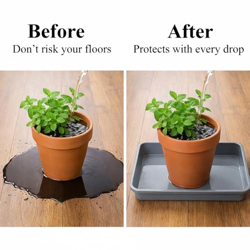 10 Pack Square Plant Saucer 8.6 Inches Plant Trays to Catch Water, Gray - color: Gray, size: 8.6 Inch