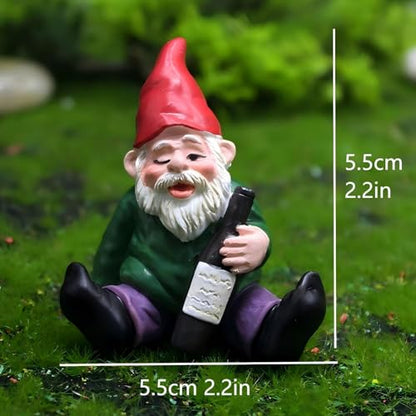 Miniature Garden Gnome Set with Campfire, 4 Piece Funny Gnome Figurines, Decorative Outdoor and Indoor Plant Pot Ornaments - style: Funny Gnomes