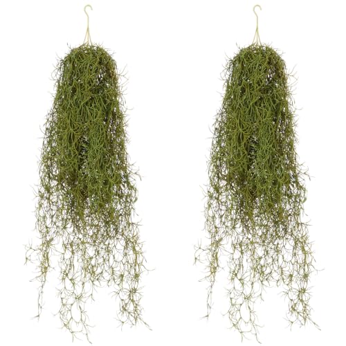 Hotop 2 Pc Artificial Spanish Moss Halloween Gothic Decor,Pink Green | Large Hanging Greenery for Potted Plants, Indoor Outdoor Spooky Vibe, Realistic Texture with Metal Hooks, Versatile Styling - color: Pink Green