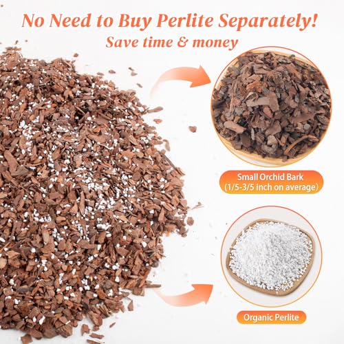 Orchid Bark Potting Mix - 29QT Natural Orchid Potting Mix for Repotting, Blended with Small Pine Bark and Perlite to Provide Ideal Ventilation and Good Drainage for Orchids and Other Potted Plants - size: 29 qt