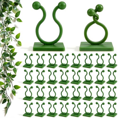 100 Pcs Plant Climbing Wall Fixture Clips, Green Plant Fixer with Self-Adhesive Hook, Fixing Clip Vines Holder for Indoor Outdoor Plants Support Cable Wire (Medium)