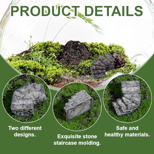 PLIGREAT 20 Pcs Miniature Stone Steps, Mini Garden Figurines Fairy Garden Ornament Resin Bridge Stair Stone for Micro Landscaping Yard Bonsai Decor