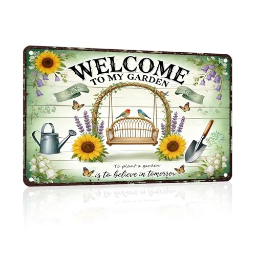 PEACHGARDEN Welcome To My Garden Metal Sign Women'S Gardening Gift Garden Wall Art Decor For Outdoor Yard Patio Porch 12x16 inch - color: Garden Decor 18, size: 30X40cm(12*16in)