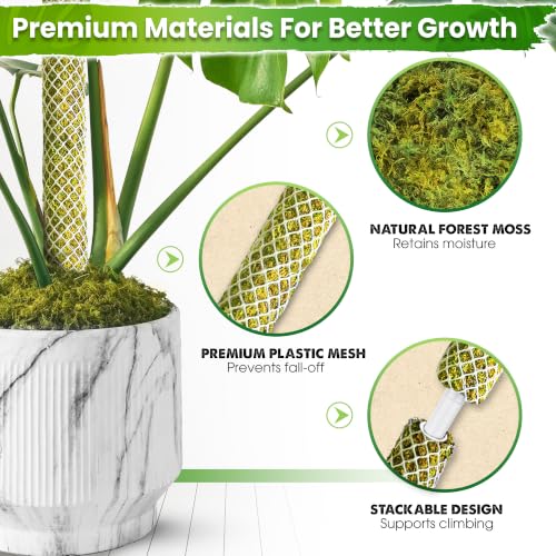 DUSPRO 2 Pack 22" White Stackable Mesh Moss Pole for Plants - color: 2pcs White