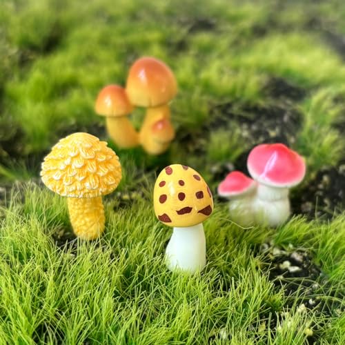 JKanruh 22 Pcs Miniature Resin Mushroom,Fairy Garden Mushrooms for Outdoor Home Décor,Cake Decoration,DIY Crafts,Landscape Plant Pots Accessories …