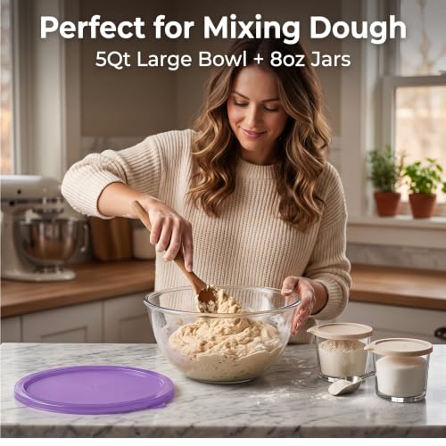 5 Quart Large Glass Mixing Bowl, Clear Large Salad Bowls Glass Big Mixing Bowls for Kitchen Storage