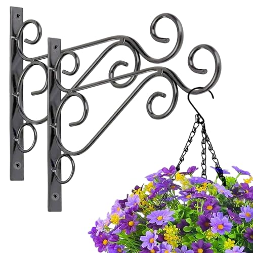 Outdoor Hanging Bracket, 10-inch Rust-Proof Metal Plant Bracket, Wall Mount Plant Hangers Outdoor Indoor Hanging Plant Hooks for Hanging Baskets Plant Lantern Bird Feeder 2 Pack - size: 10-Inch 2 Count
