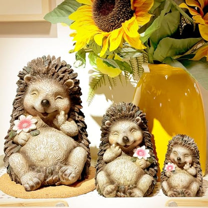 Resin Small Garden Cute Hedgehog Decor, 3.9 Inch High, Waterproof Animal Figure, Outdoor for Flowerpot Lawn Yard, Indoor Shelf Desk Bookshelves - size: Small