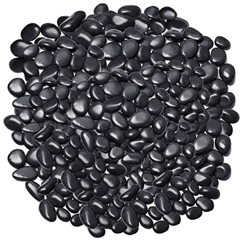Pebbles for Indoor Plants,Virekm River Rocks,Decorative Ornamental Pebbles - color: BLACK, size: 10 Pounds