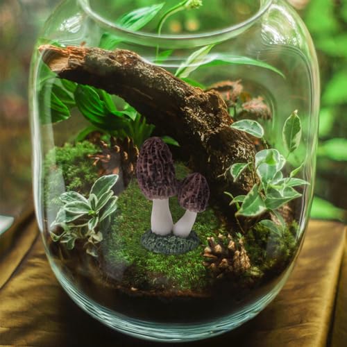 Miniature Mushroom Figurines Decorations, Small Resin Morel Mushrooms Statue, 3 Pieces Lawn Fairy Wild Garden Resin Bonsai Craft Decor for Home DIY Micro Fairy Garden Landscape - style: 1 style - 3 Pcs