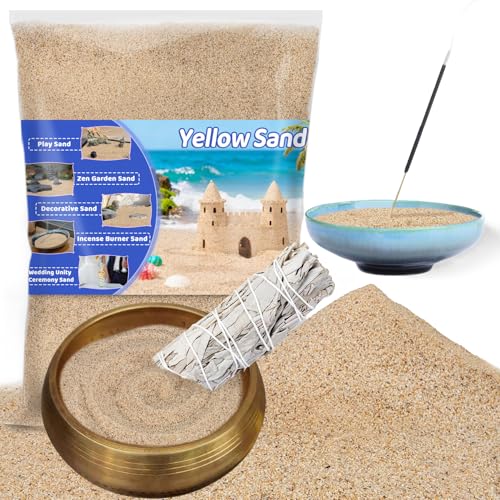 RAINFLOW 30oz Fine Yellow Sand - Colored Quartz Sand for Crafts & Decor | Decorative Sand for Aquarium Tank, Wedding Unity Ceremony, Zen Garden, Vase Filler & Incense Burner & Substrate - color: Yellow, size: 30 OZ