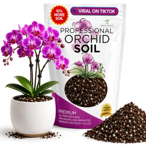 Leaves & Soul Orchid Soil Mix 2.2 Qt for Indoor Orchids & Epiphytic Plants | Ready-to-Use Orchid Potting Mix with Lava Rock, Calcined Clay & Pinebark for Bromeliads, Epiphytic and Container Plants - color: Orchid Soil Blend, size: 2.2 Quarts