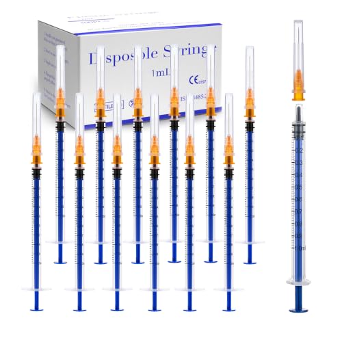 100 Pack 1ml Syringes with 25 Gauge 1 inch, Sterile Luer Slip Lab Syringes for Scientific Measuring and Refilling, Individual Package - color: 100 Pack, size: 1ml 25Ga 1"(Luer Slip)