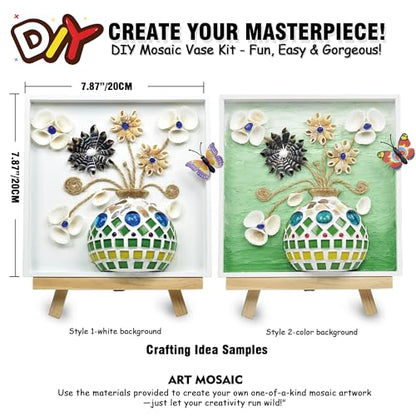 VTZH DIY Vase Mosaic Tiles for Crafts Painting Kits, DIY Arts and Craft Kits with Petal Glue Accessories Crafts for Adults, Mosaic Crafts Handmade Decorative Painting, Room Decoration, Gifts - style: Green -Beach Impressions