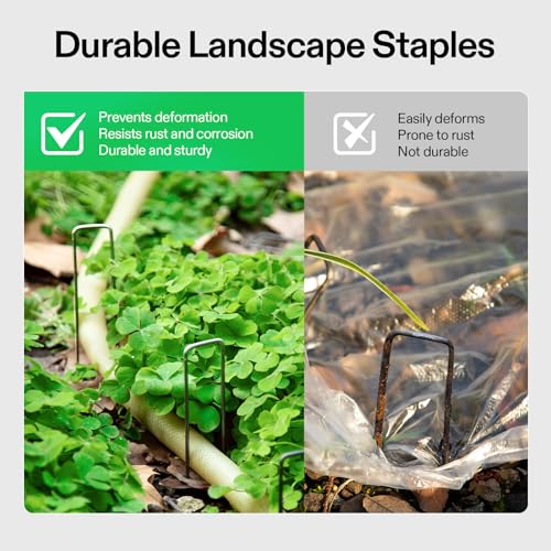 VIVOSUN 6-Inch 400-Pack Garden Stakes, 11-Gauge Galvanized Steel U-Shaped Staples for Landscape Fabric, Ground Cover, Soaker Hose, Irrigation Tubing, and Fence Securing - size: 200 PCS (Pack of 2)
