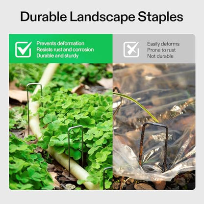 VIVOSUN 6-Inch 400-Pack Garden Stakes, 11-Gauge Galvanized Steel U-Shaped Staples for Landscape Fabric, Ground Cover, Soaker Hose, Irrigation Tubing, and Fence Securing - size: 200 PCS (Pack of 2)