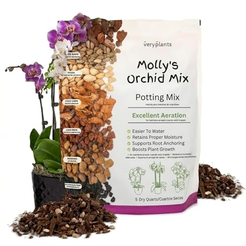 Molly's Orchid Potting Mix Chunky Soil-Free for Indoor Orchids 5 Dry Quarts - size: 5 Dry Quarts, style: Orchids