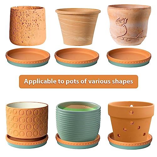 Plant Saucers, 8" Plant Trays to Catch Water, 2 Pcs, Premium Terracotta | Glazed turquoise and terracotta ceramic Flower Pot Saucers fit pots up to 7", catches excess water. - color: Turquoise/Terracotta