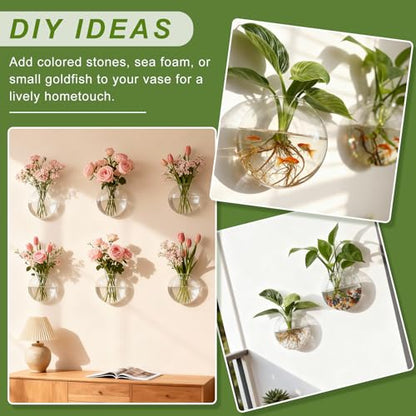 Wall Propagation Planters, 4 Pack Oblate Hanging Plant Holder Vase - size: 5.1"L x 2.4"W x 5"H