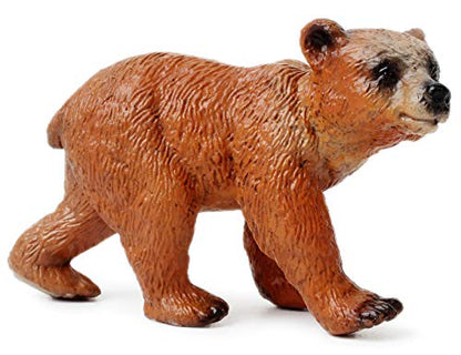 UANDME Grizzly Bear Toys Figurines Set, Plastic Forest Animal Bear Family Figures for Nature Science Learning, Realistic Woodland Creature Party Supplies Cake Toppers, Pack of 3